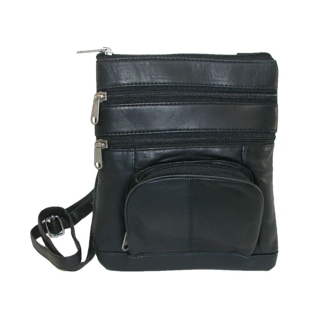 Leather Impressions Women's Multi Pocket Organizer Crossbody Handbag
